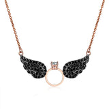925 Silver Flying Wings Austrian Crystal Pendant Necklace