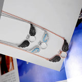 925 Silver Flying Wings Austrian Crystal Pendant Necklace