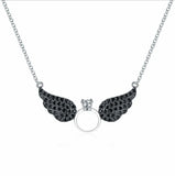925 Silver Flying Wings Austrian Crystal Pendant Necklace