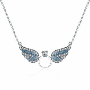 925 Silver Flying Wings Austrian Crystal Pendant Necklace