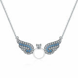 925 Silver Flying Wings Austrian Crystal Pendant Necklace
