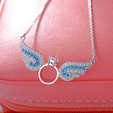 925 Silver Flying Wings Austrian Crystal Pendant Necklace