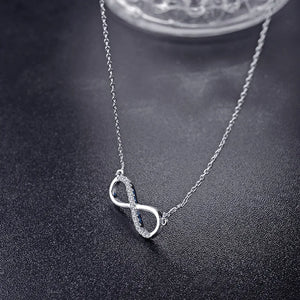 925 Silver Austrian Crystal Pendant Necklace Women Lucky Number