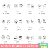 925 Sterling Silver Flower Bead Caps End Loose Beads Necklace Bracelet