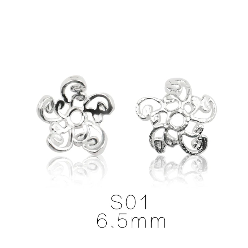 925 Sterling Silver Flower Bead Caps End Loose Beads Necklace Bracelet