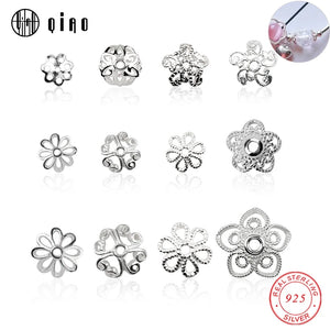 925 Sterling Silver Flower Bead Caps End Loose Beads Necklace Bracelet