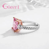 925 Silver Engagement Crystals Finger Ring for Women