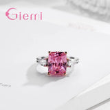 925 Silver Engagement Crystals Finger Ring for Women