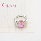 925 Silver Engagement Crystals Finger Ring for Women