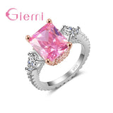 925 Silver Engagement Crystals Finger Ring for Women