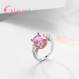 925 Silver Engagement Crystals Finger Ring for Women