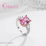 925 Silver Engagement Crystals Finger Ring for Women