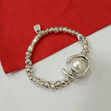 925 Silver Round Pear Bracelet Charm Beads Jewelry Gift