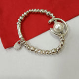 925 Silver Round Pear Bracelet Charm Beads Jewelry Gift