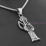 Saint Silver Death Skull Stainless Steel Necklace Men's Jewelry