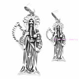 Saint Silver Death Skull Stainless Steel Necklace Men's Jewelry