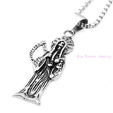 Saint Silver Death Skull Stainless Steel Necklace Men's Jewelry