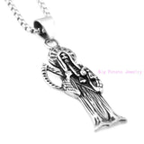 Saint Silver Death Skull Stainless Steel Necklace Men's Jewelry