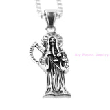 Saint Silver Death Skull Stainless Steel Necklace Men's Jewelry