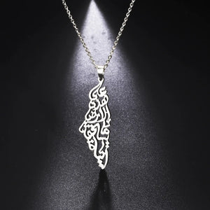Islamic Pendant Necklace Stainless Steel Arabic Initial Necklace