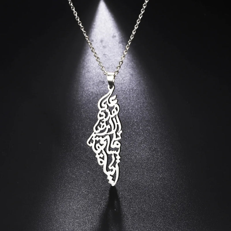 Islamic Pendant Necklace Stainless Steel Arabic Initial Necklace