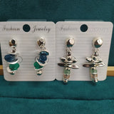 925 Silver Bee and Dragonfly Stud Earrings