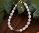 Freshwater Pearl & Moonstone 14K Filled Bracelet