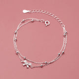 925 Sterling Silver Bow-Knot Anklet Bracelet for Women