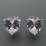 925 Silver Heart Stud Earrings Cubic Zirconia Women's Jewelry Gift