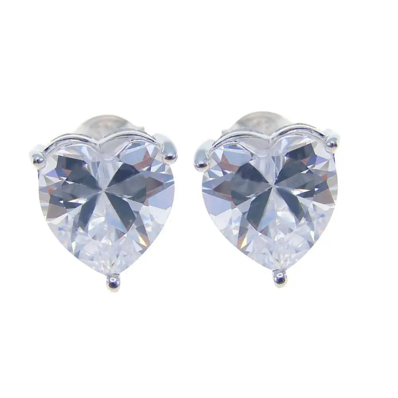 925 Silver Heart Stud Earrings Cubic Zirconia Women's Jewelry Gift