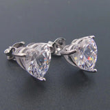 925 Silver Heart Stud Earrings Cubic Zirconia Women's Jewelry Gift