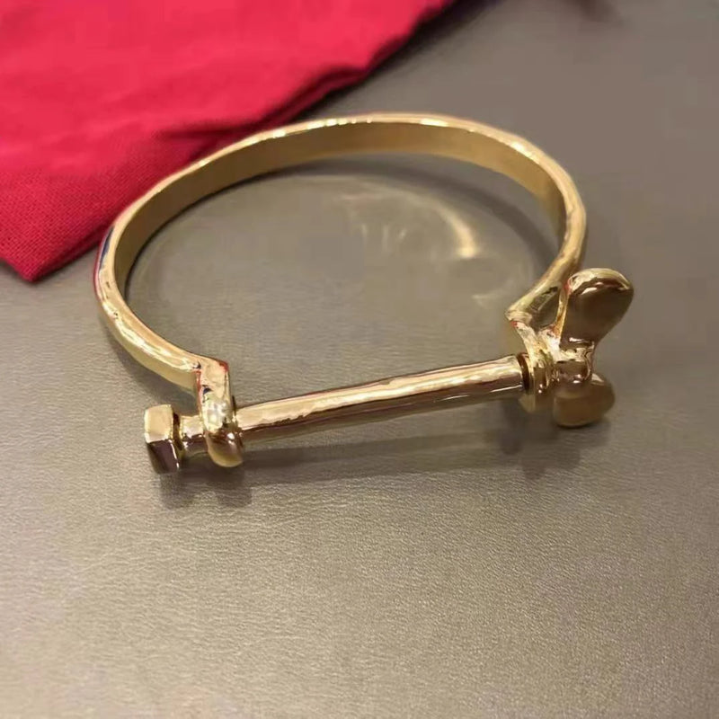 Electroplating 925 Silver 14 K Lock Ring Bracelet