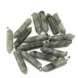 Lot of 24 Natural Moonstone Labradorite Stone Pillar Pendants