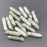Lot of 24 Natural Moonstone Labradorite Stone Pillar Pendants