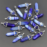 Natural Stone Agate Hexagon Pillar Point Pendants Jewelry Making