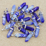 Natural Stone Agate Hexagon Pillar Point Pendants Jewelry Making