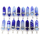 Natural Stone Agate Hexagon Pillar Point Pendants Jewelry Making
