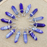 Natural Stone Agate Hexagon Pillar Point Pendants Jewelry Making