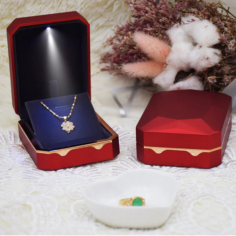 Plastic LED Light Jewelry Ring Display Box