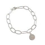 S925 Silver Bracelet Cold Style Alphabet Round Card Chain Jewelry