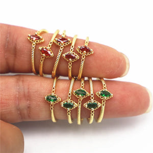 Green Horse Eye Crystal Zircon Rings Party Wedding Jewelry Gift