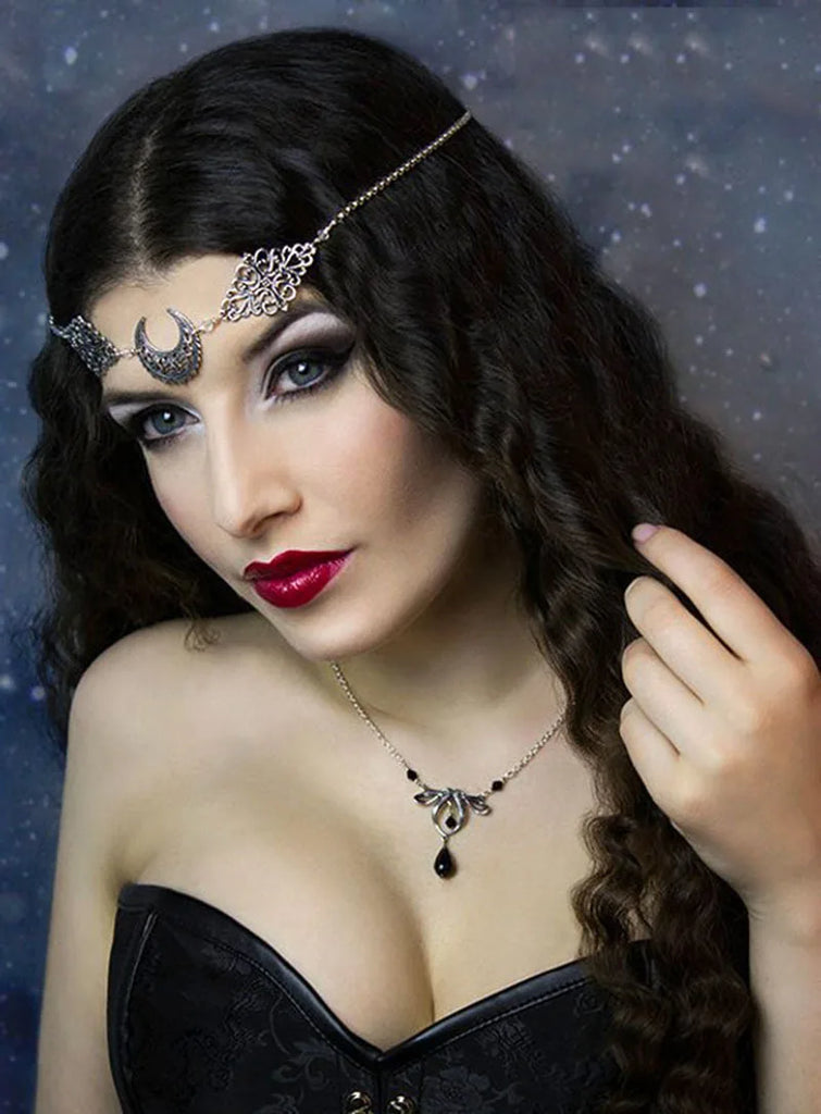 Vintage Hollow Moon Argyle Head Chain Hair Jewelry