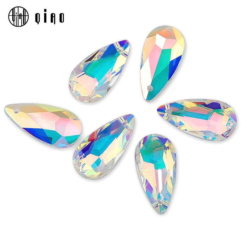 12x24mm Crystal Drop Beads Pear Shape Pendant Charms Rhinestones 10pcs/lot
