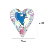 27mm Heart Pendant Crystal Rhinestones Beads for DIY Jewelry 8pcs/lot