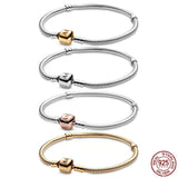 925 Sterling Silver Bucket Clasp Bracelet for Charm Beads