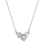 925S Silver Flower Diamond Pendant Necklace