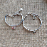 Plated 925 Silver Red Green Gem Bracelet Women's Jewelry