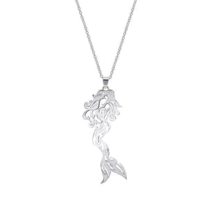 Silver Mermaid Clavicle Necklace for Senior Women
