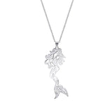 Silver Mermaid Clavicle Necklace for Senior Women