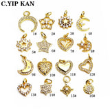 Small Love Pendant Star Moon Charms Micro Zircon Plated Pendant